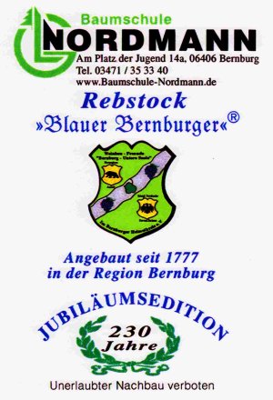 Blauer Bernburger Etikettr&uuml;ckseite 2007
